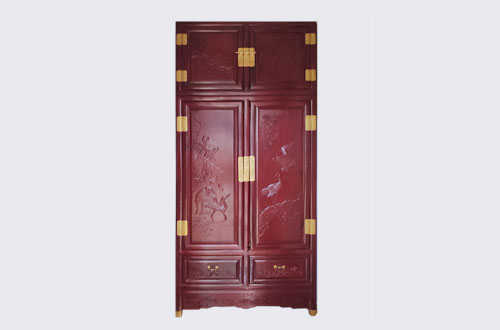 巨鹿高端中式家居装修深红色纯实木衣柜